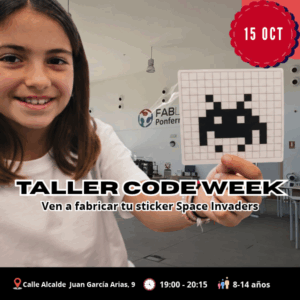 Code Week - Fabricación de Sticker Pixel Art Space Invaders - 15 OCT